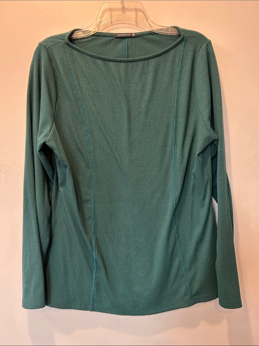 Staccato Long Sleeve Ribbed Top - Teal